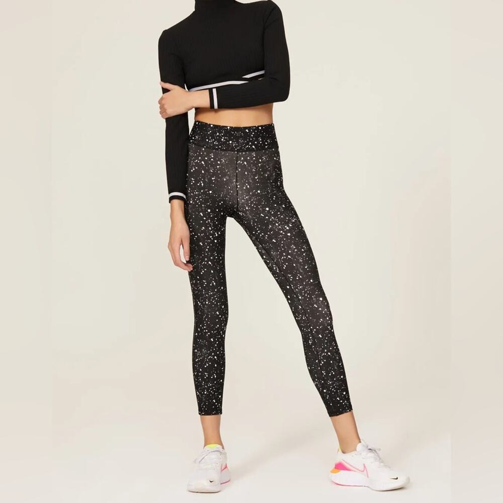 Michi Verve Celestial High Waist 7/8 Length Leggings Black Splatter Size XL